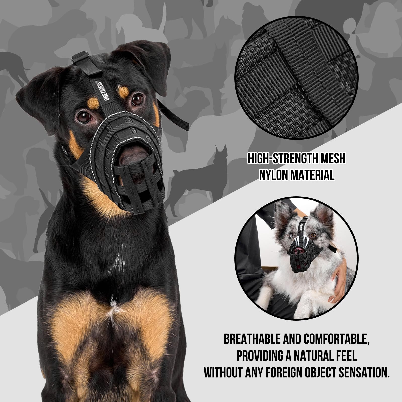 OneTigris dog muzzle drinking gap allows water intake during activity