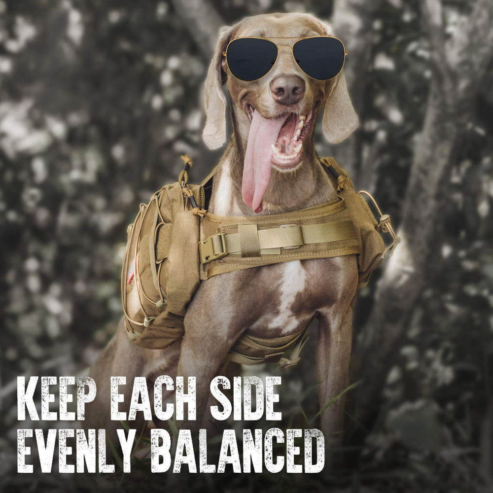 OneTigris Mammoth adjustable harness keeps the pack secure on active dogs