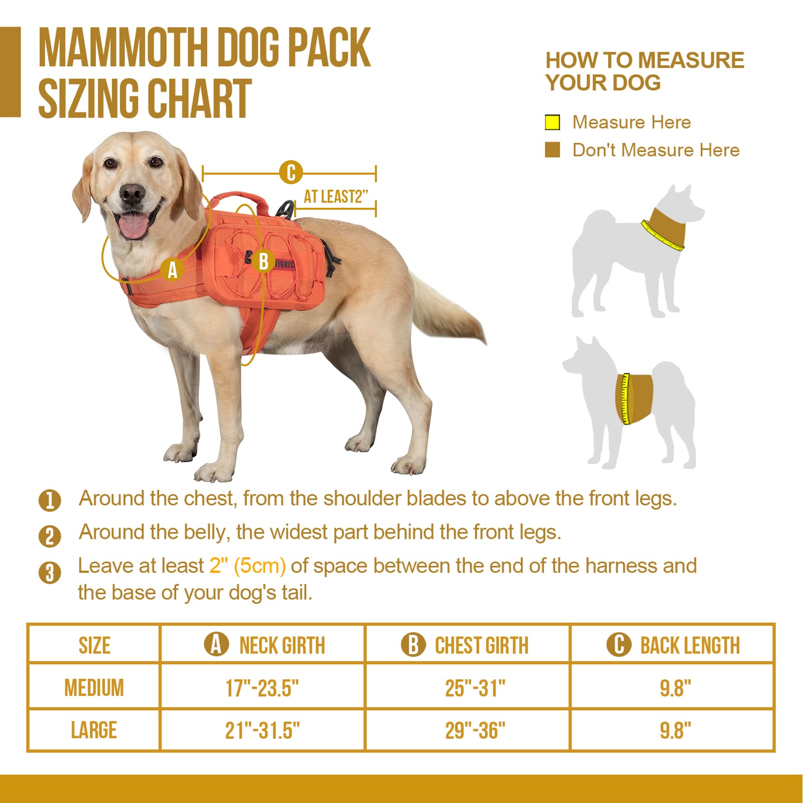 OneTigris Mammoth dog pack reinforced grab handle enables easy leash pickup.