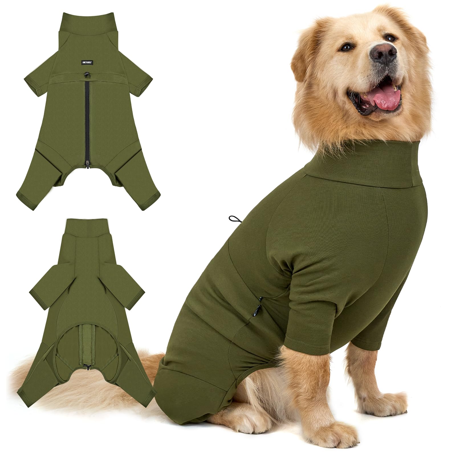 OneTigris Dog Pajamas front view highlights breathable warmth for dogs.