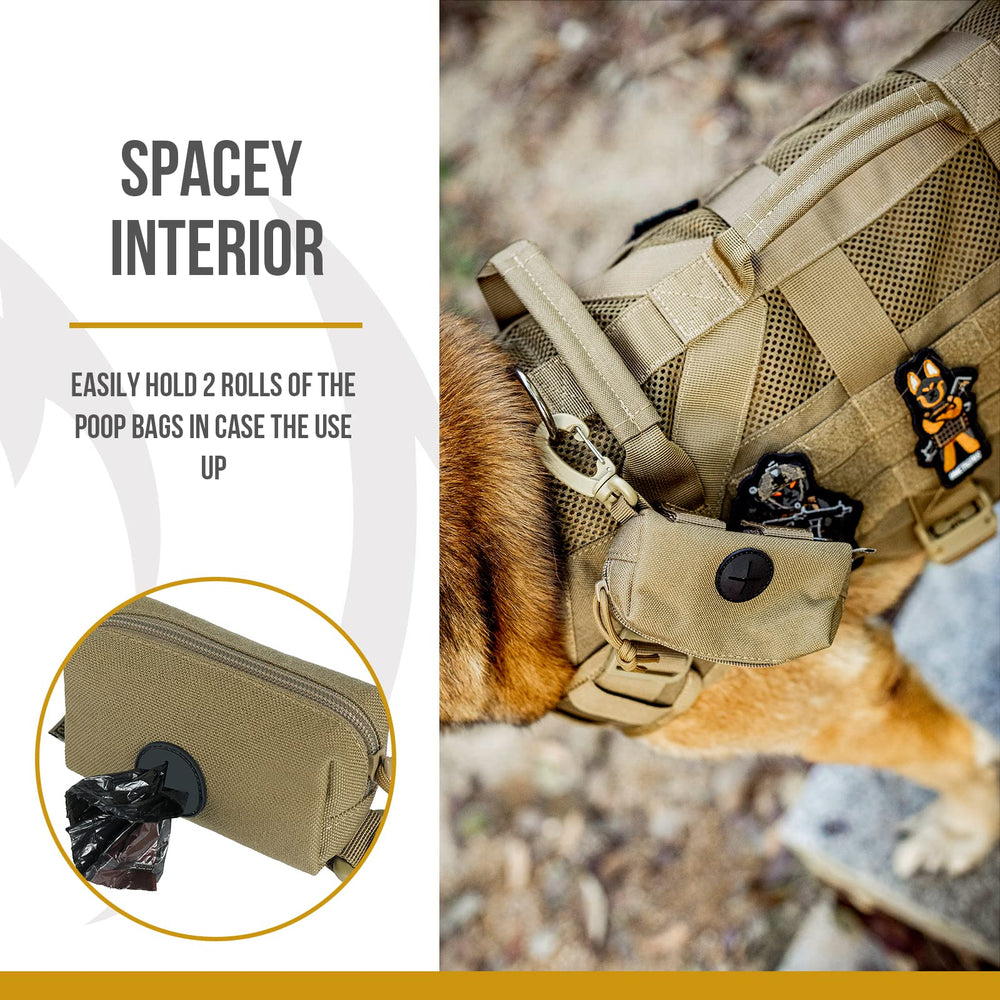 OneTigris MOLLE straps and swivel clasp enable versatile leash and pack attachments