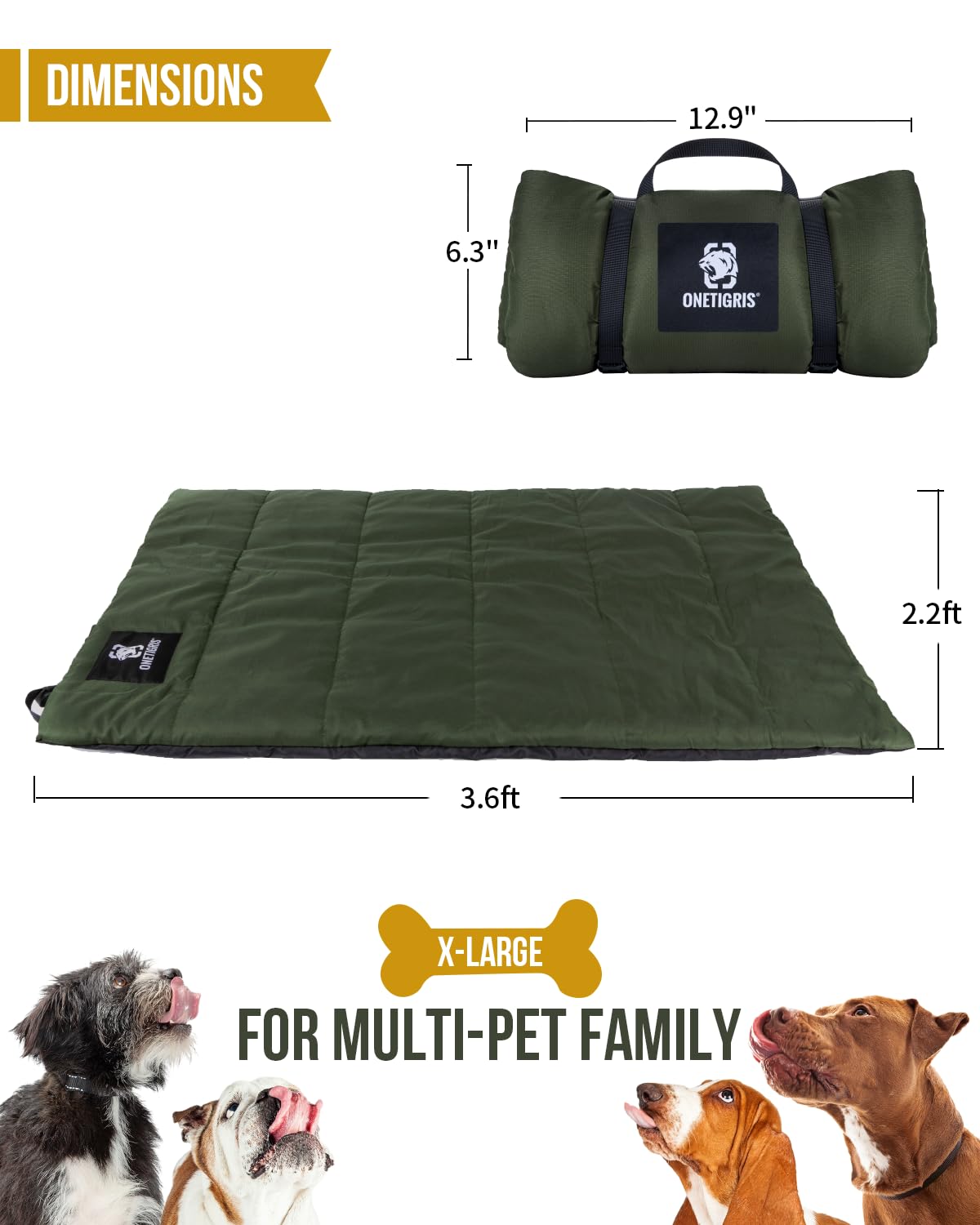 ONETIGRIS folding dog bed is compact and easy to store after trips