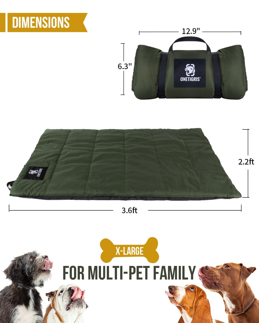 ONETIGRIS folding dog bed is compact and easy to store after trips