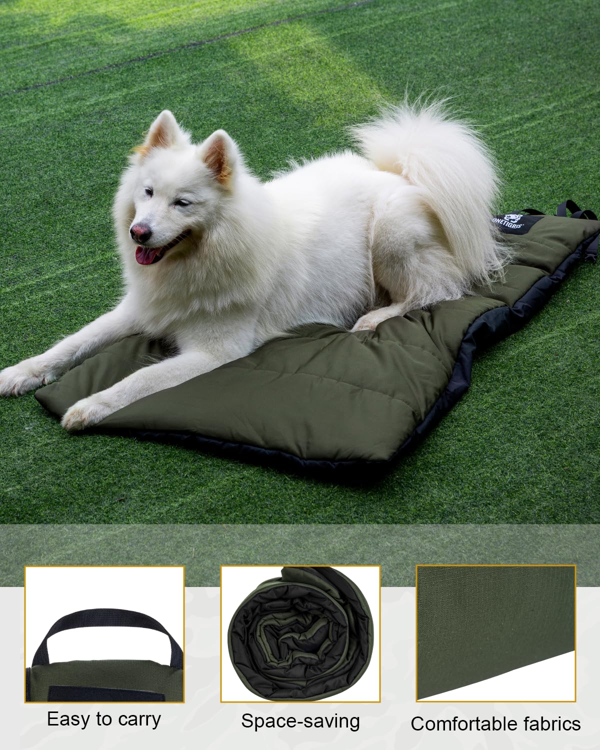 ONETIGRIS large dog bed measures 3.6ft by 2.2ft for roomy indoor lounging