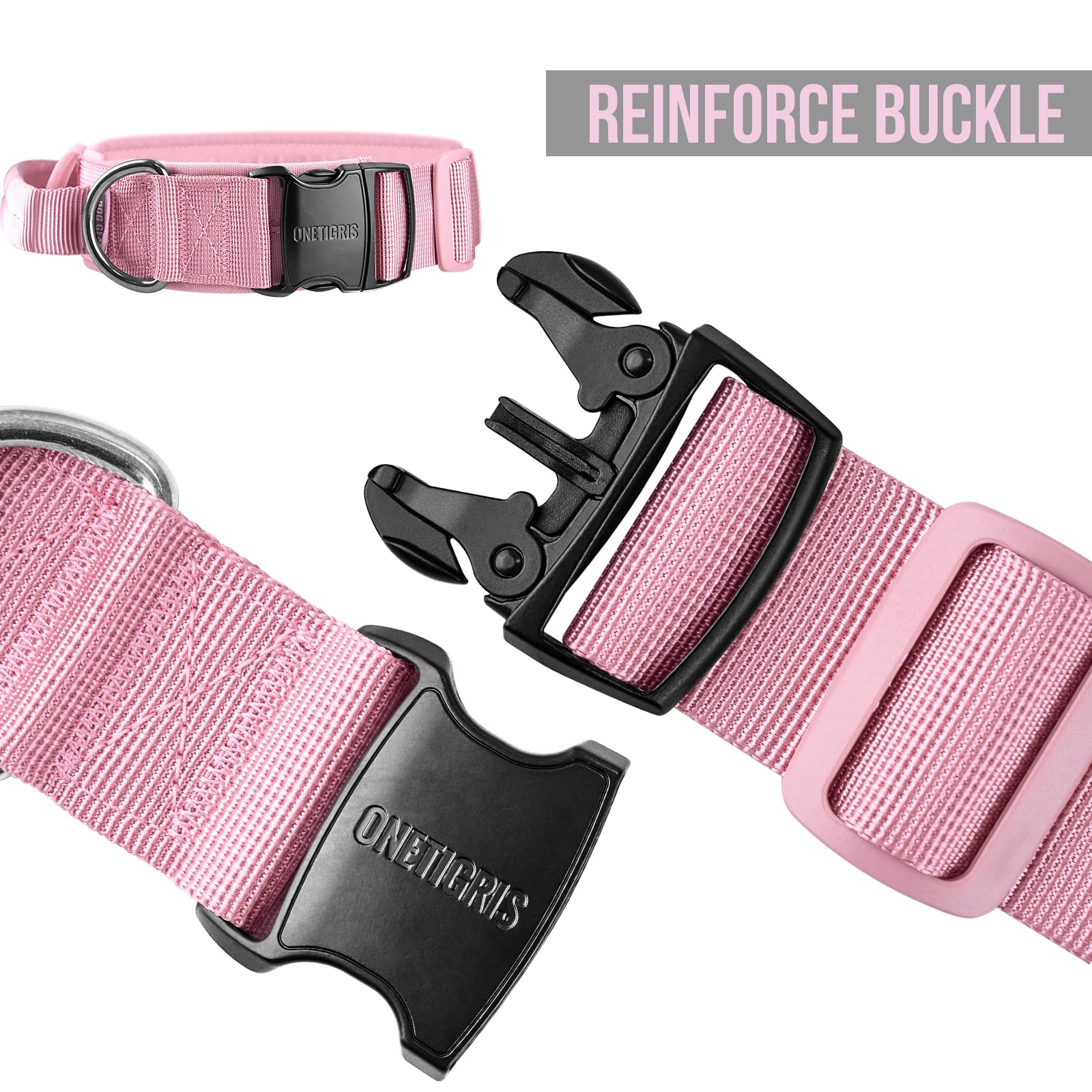 OneTigris military training dog collar control handle enables safer handling during training.