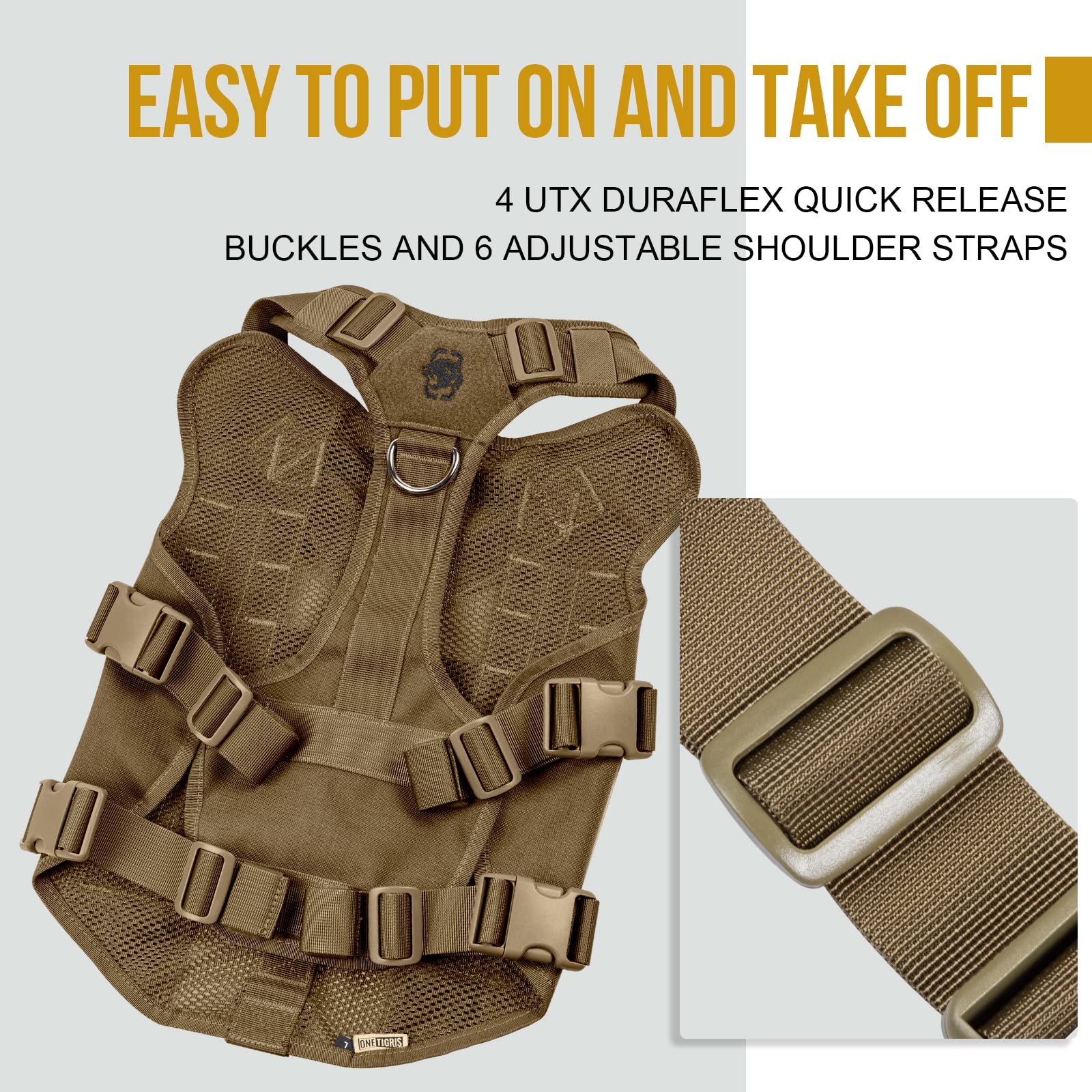 ONETIGRIS No Pull harness front and back D rings for versatile leash use