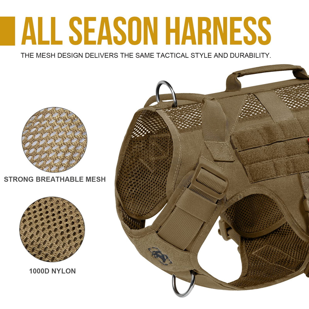 OneTigris No Pull harness side view with MOLLE panel for hiking accessories.