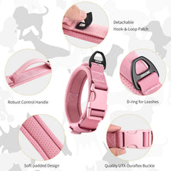 OneTigris pink dog collar control handle for guiding your pup safely during walks.