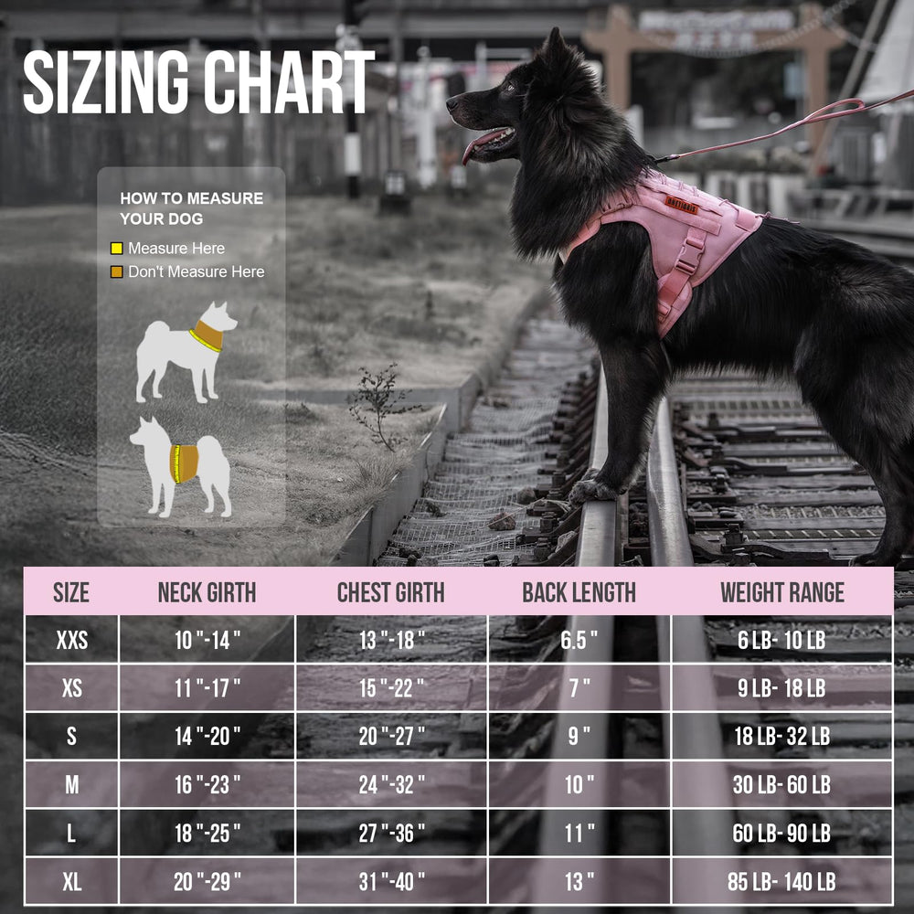 OneTigris pink dog harness side view showing MOLLE straps for gear