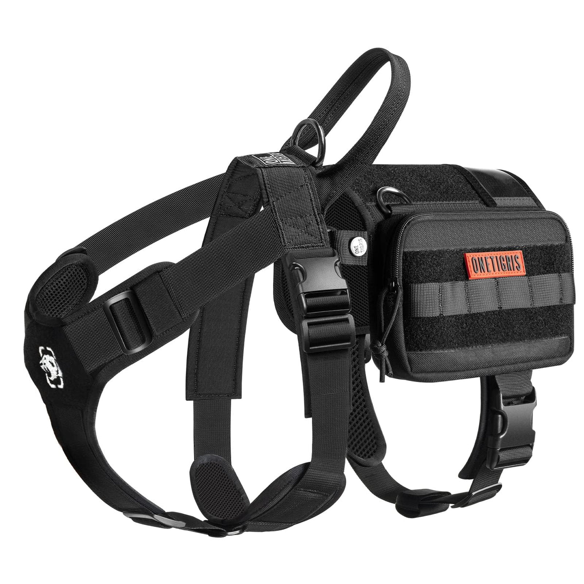 OneTigris service dog vest close-up highlighting ergonomic harness for comfort and control