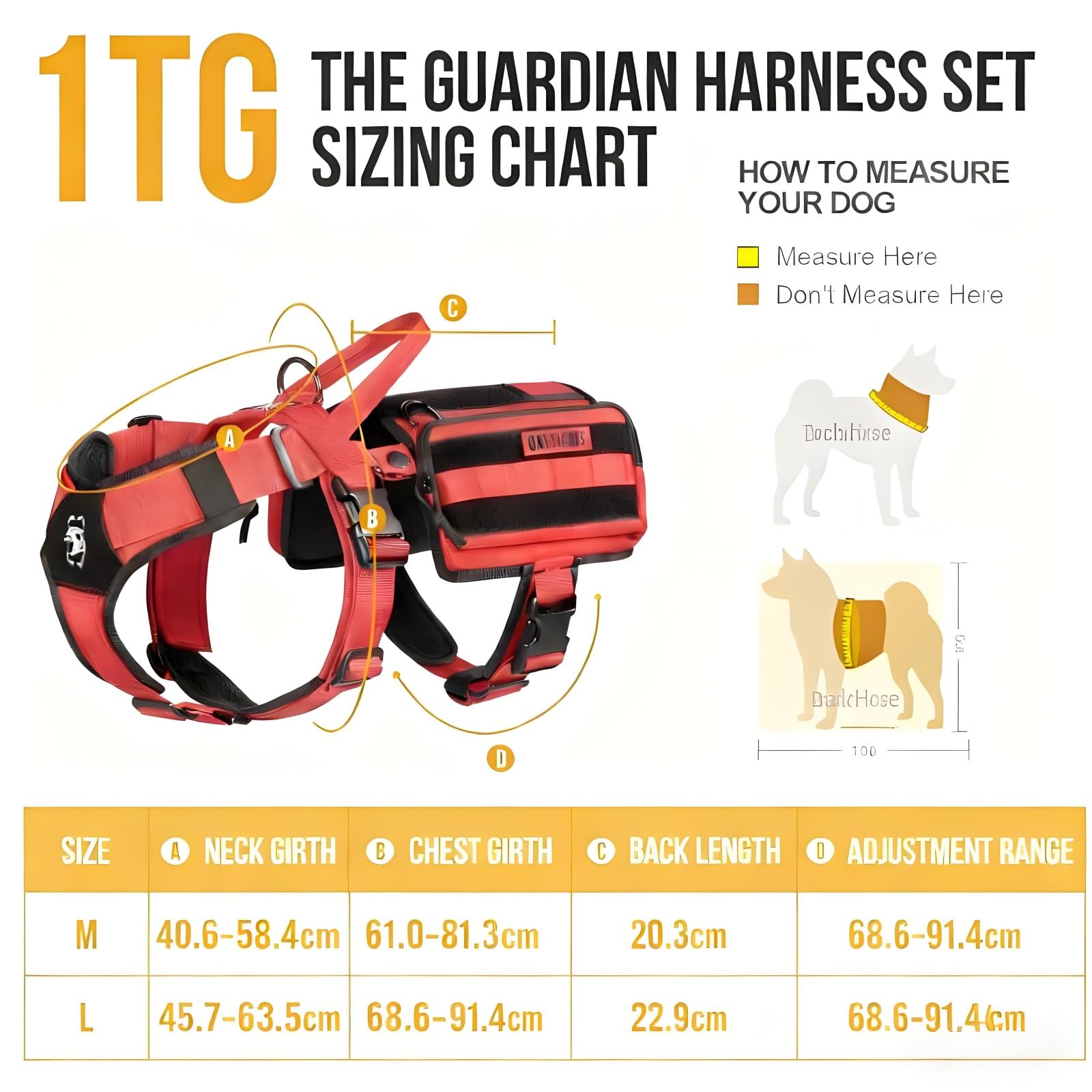 OneTigris service dog vest harness red back view with padded straps for secure comfort.