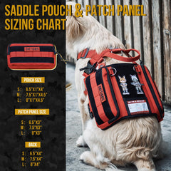 OneTigris service dog vest red pouches showcased for treats, toys, and small gear.