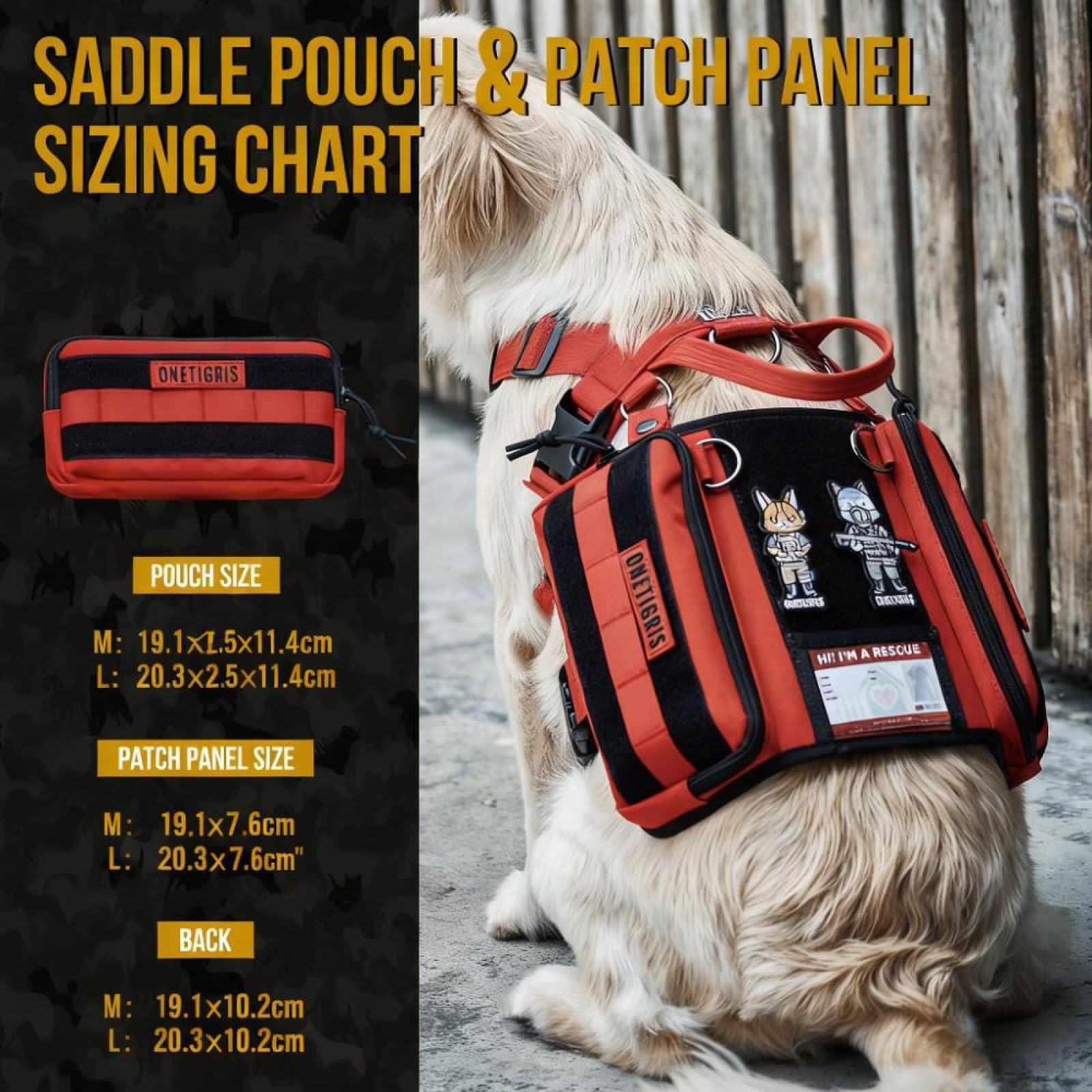OneTigris large-size vest fits dogs 60-90 lb with adjustable fit.