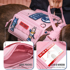 OneTigris service dog vest pink M clear ID window for quick identification.