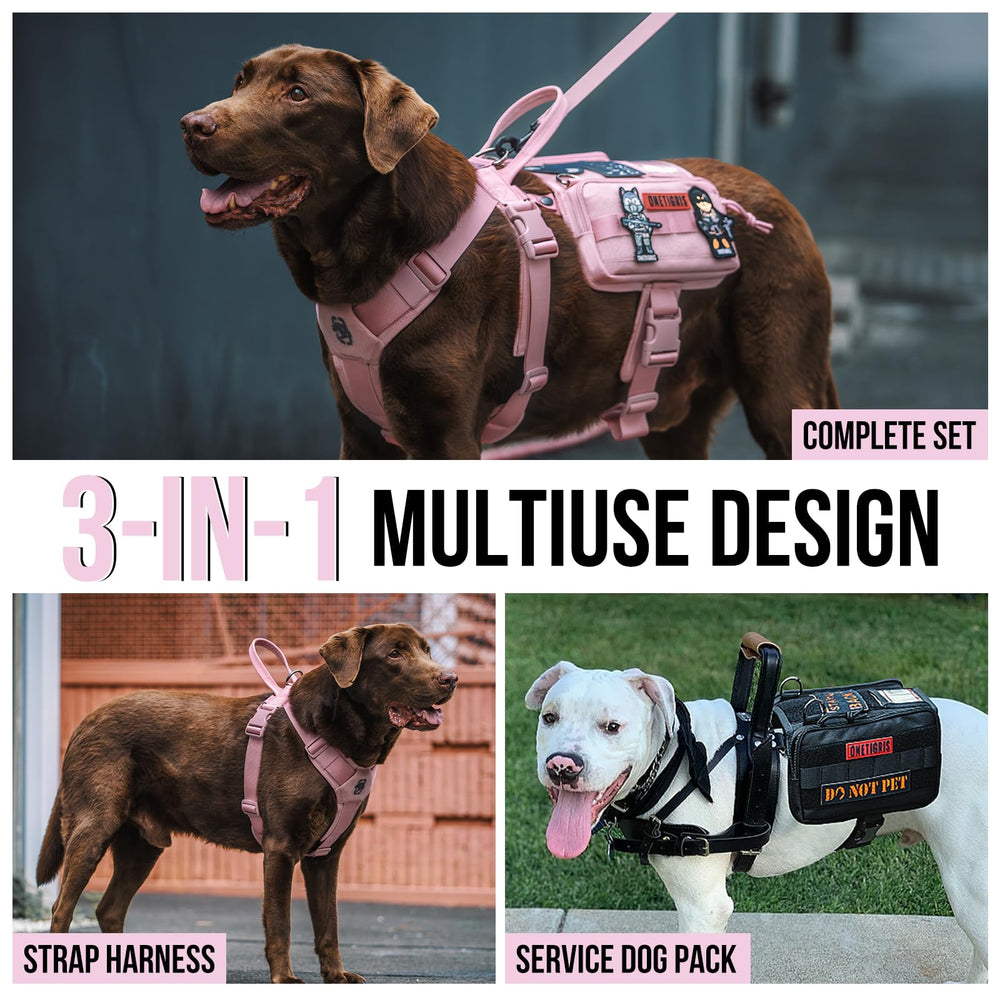 OneTigris service dog vest pink M MOLLE pouches for compact EDC storage.