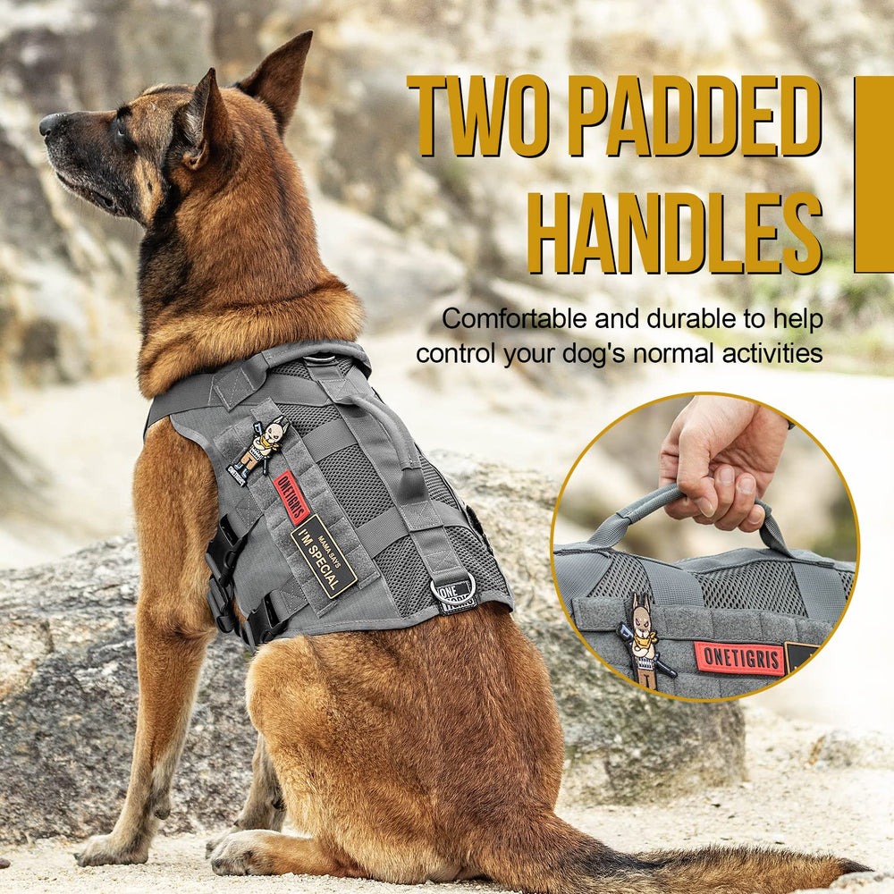 ONETIGRIS harness side grab handles enable quick control in crowded areas.