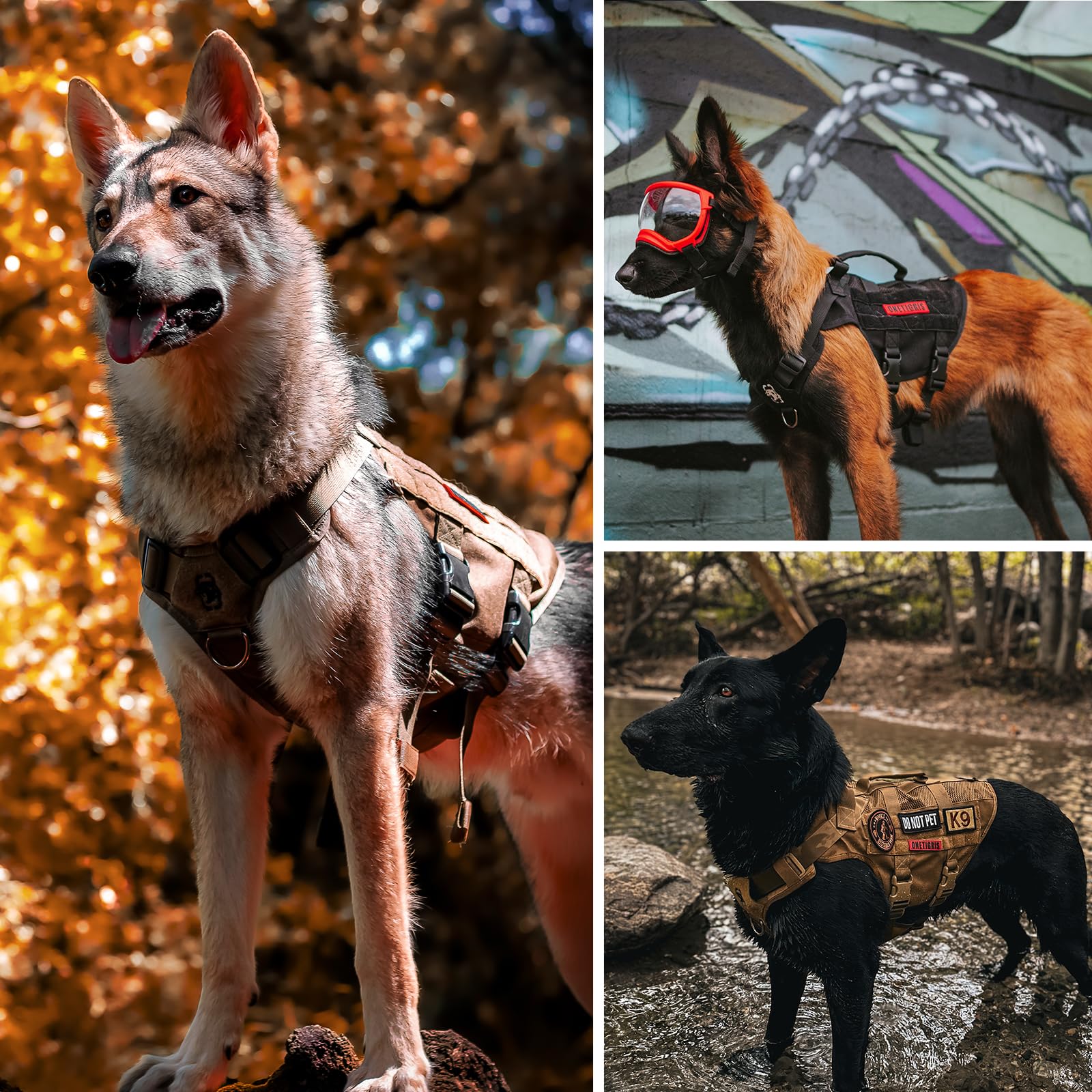 OneTigris tactical dog harness XS size chart view for proper fit.