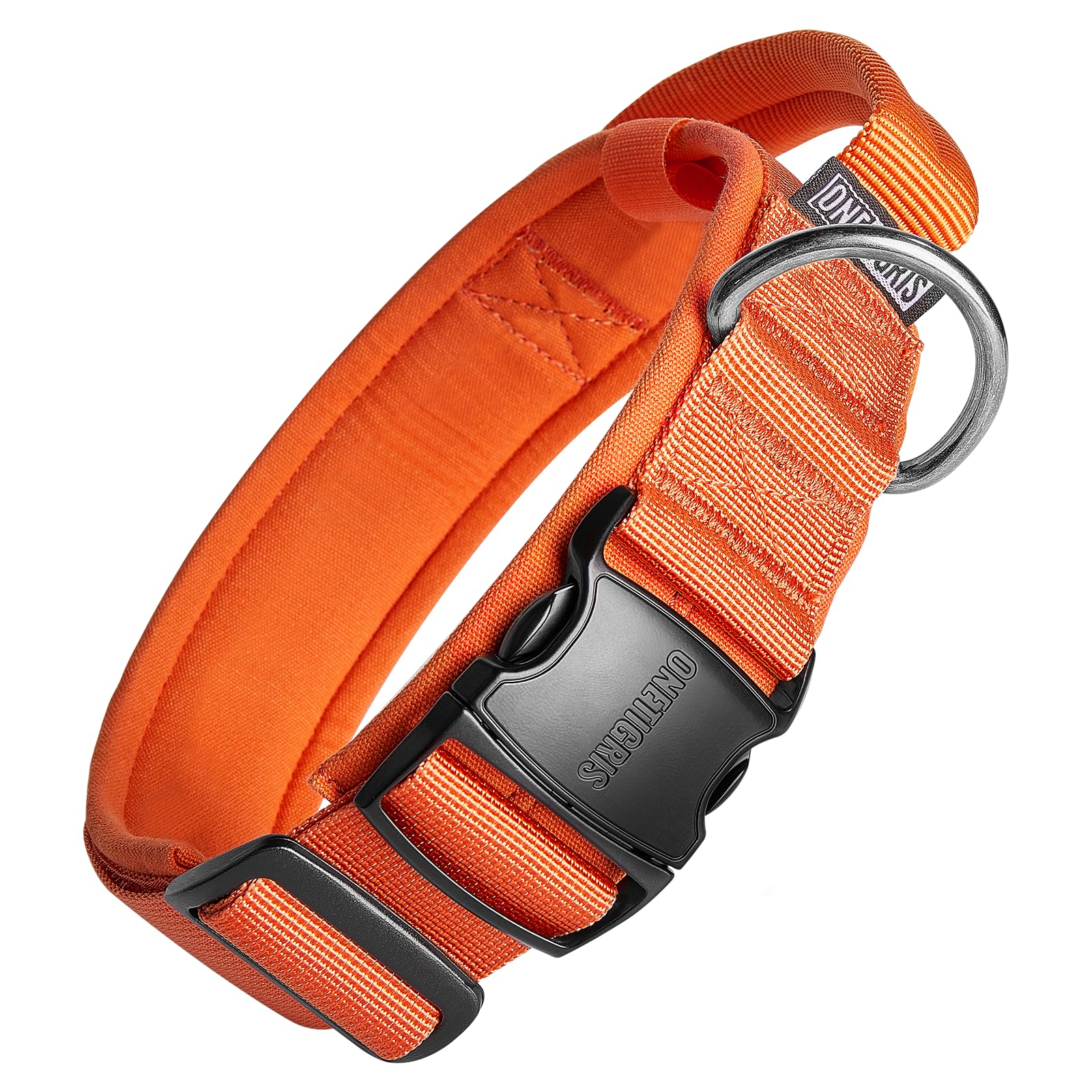 ONETIGRIS Tough Dog Collar with handle for controlled training and safer leash management on outdoor trips.