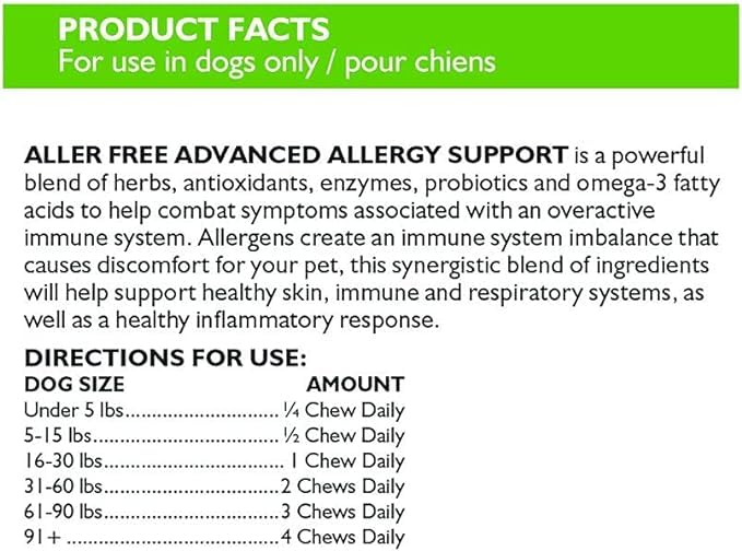 Only Natural Pet AllerFree Advanced dosage scoop demonstrates easy administration for dogs.