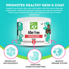 Close-up of AllerFree soft chews highlights bacon flavor for easy administration.