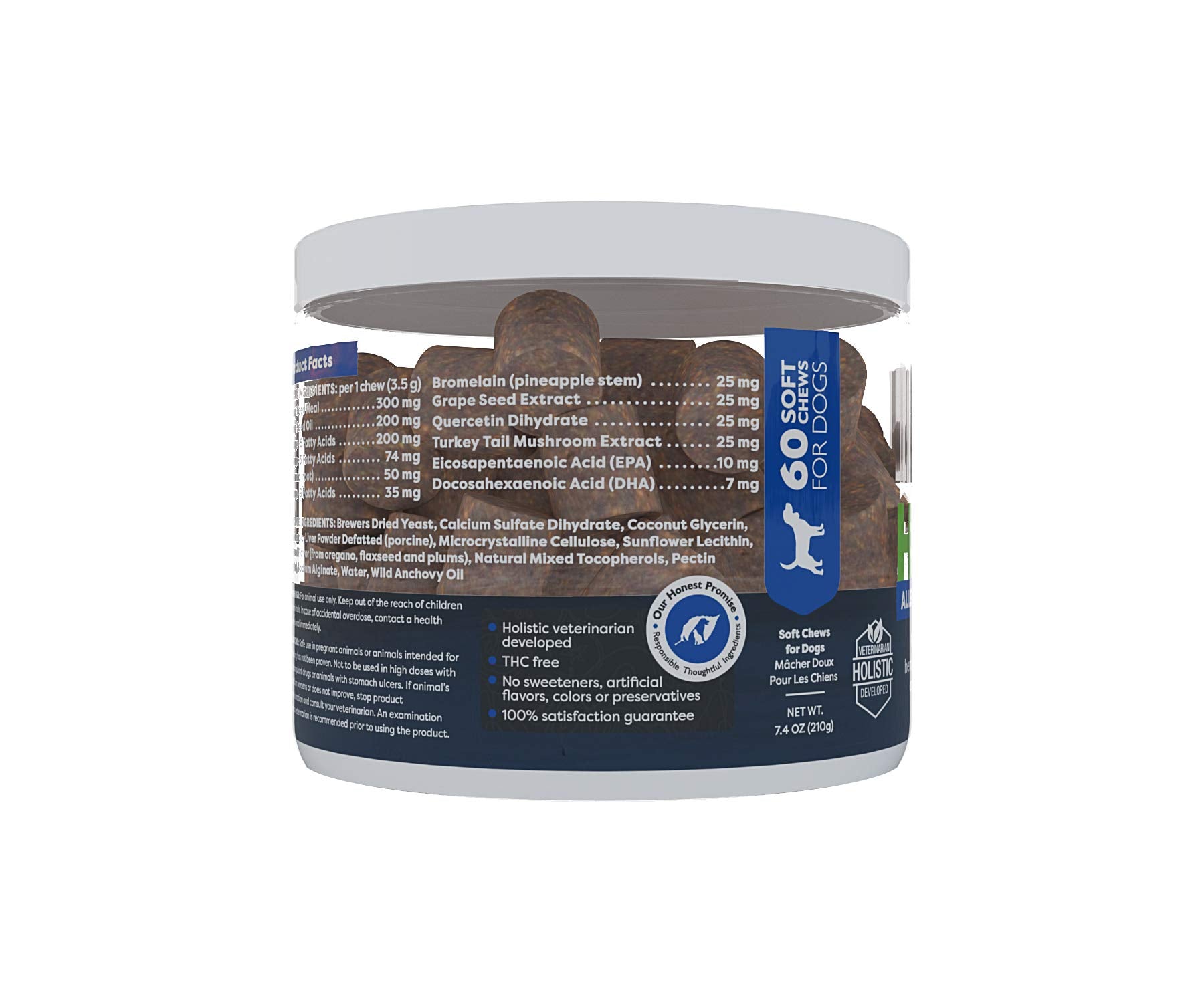 Only Natural Pet Allergy Skin Coat Hemp Soft Chews ingredients list shows natural antioxidants