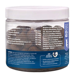 Only Natural Pet Calming Hemp Soft Chews ingredients hemp seed oil highlight soothing botanicals.