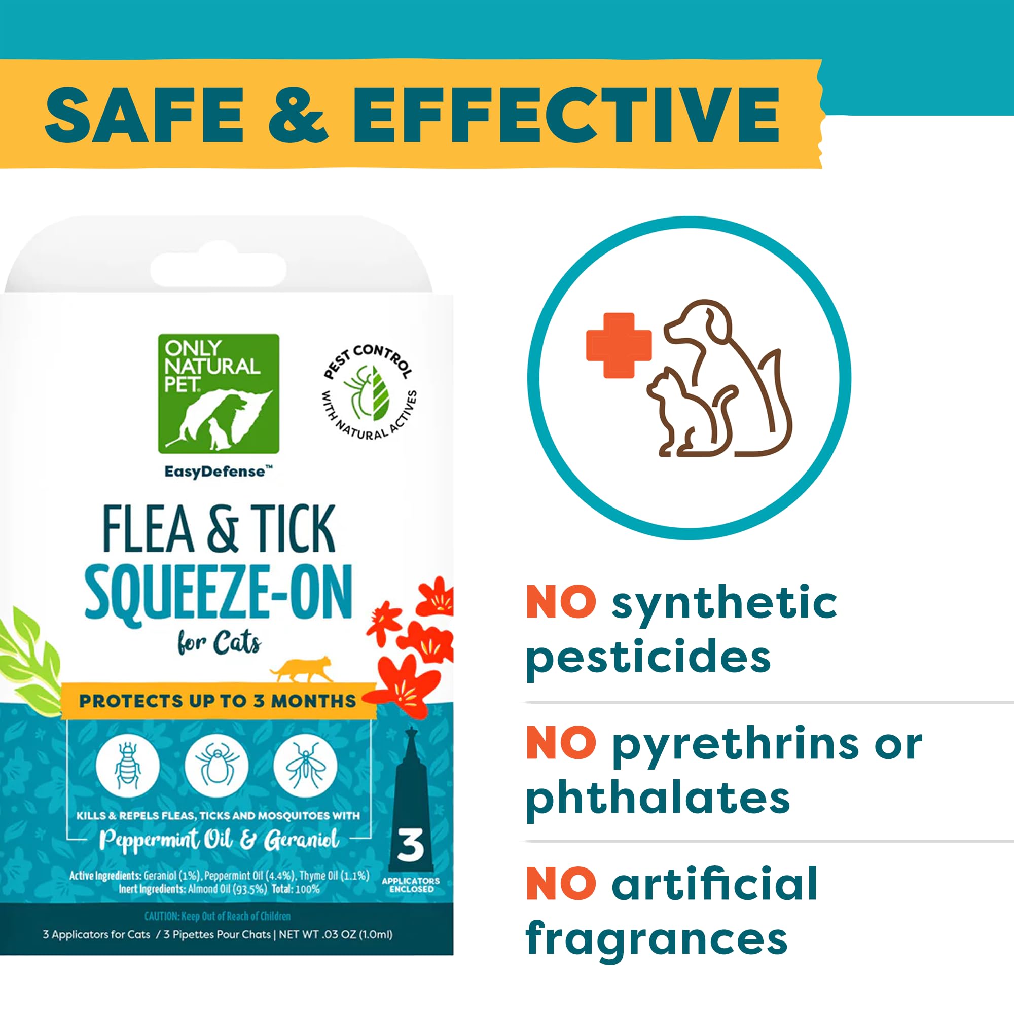 Only Natural Pet EasyDefense squeeze-on being applied at cat shoulder blades
