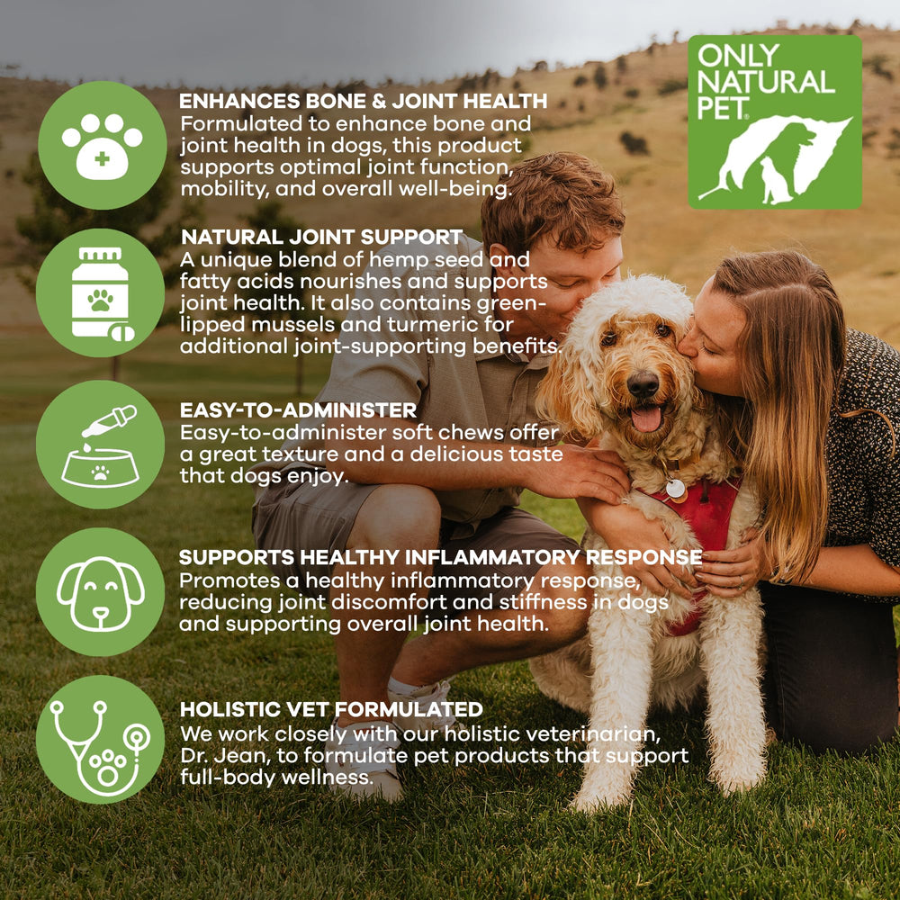 Only Natural Pet hemp fatty acid blend ingredient visual suggests joint nourishment possibilities