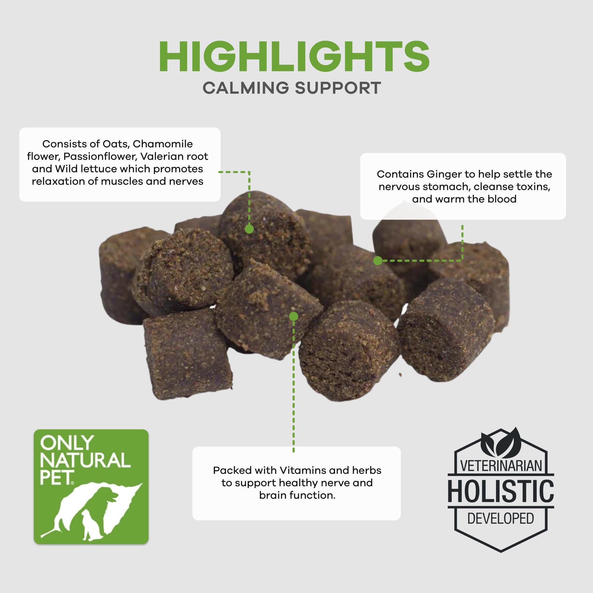 Only Natural Pet Just Relax chews made in USA packaging signals quality calming.