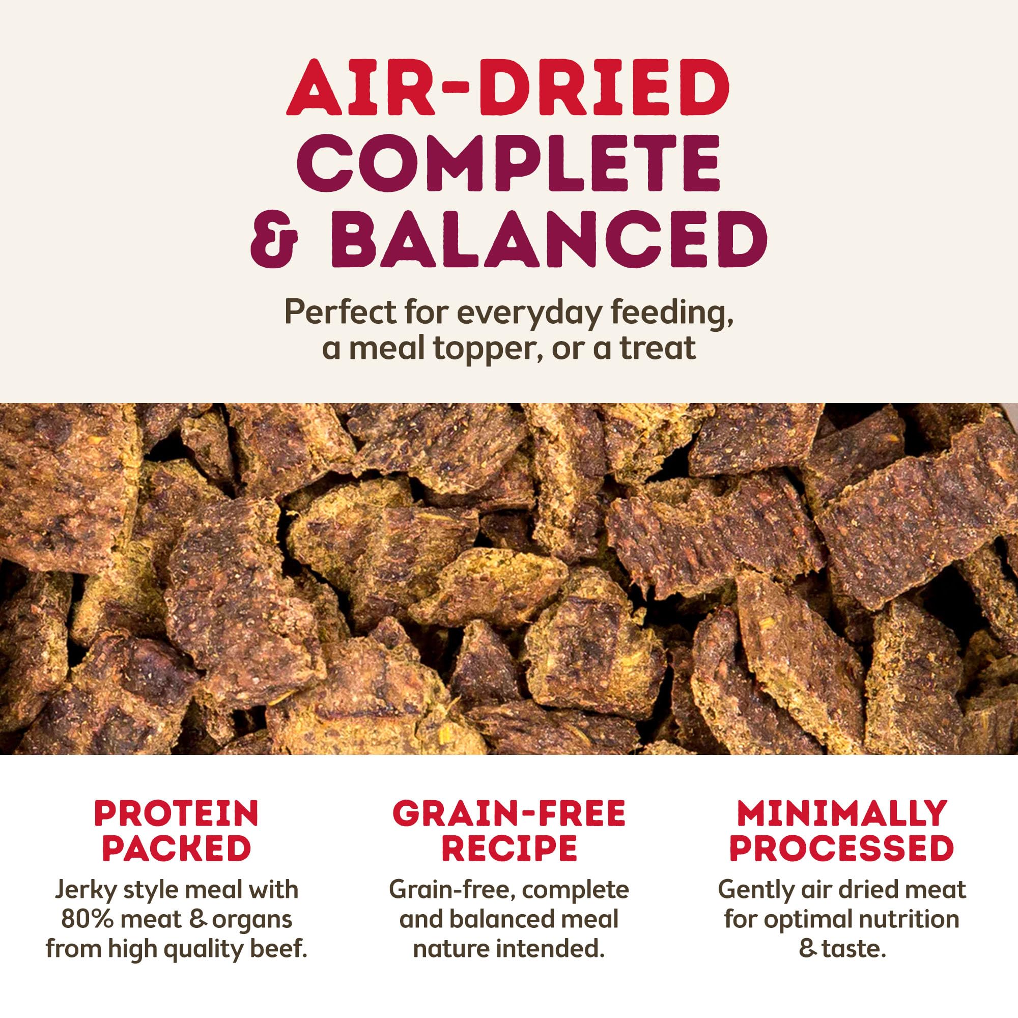 Only Natural Pet MaxMeat air-dried slices ready to serve as convenient kibble-style bites