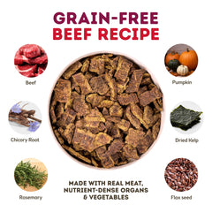 Only Natural Pet MaxMeat beef with pumpkin and parsley ingredient close-up for savory nutrition