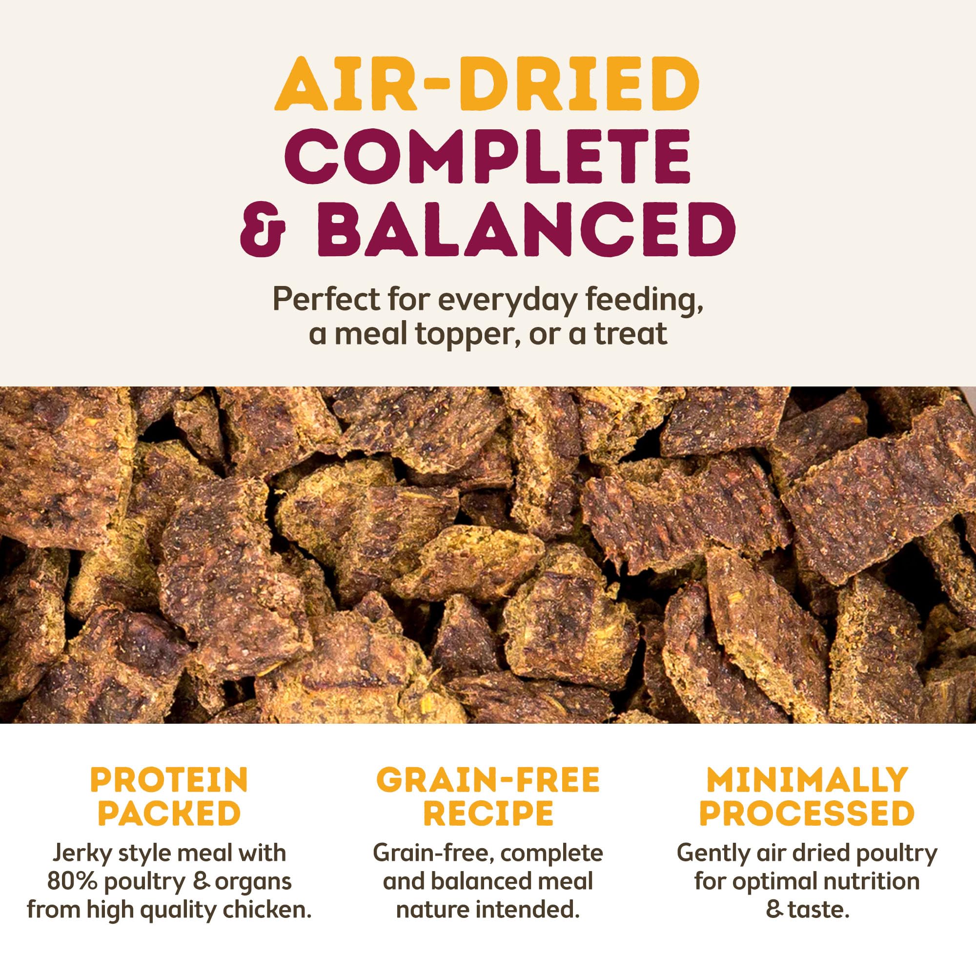 Only Natural Pet MaxMeat grain-free bag close-up highlighting nutrition