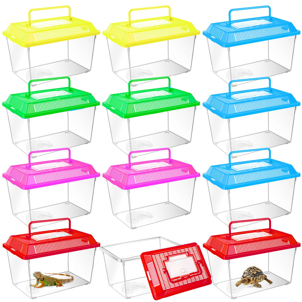 ONLYFU 12pc plastic reptile breeding box with lid for easy transport