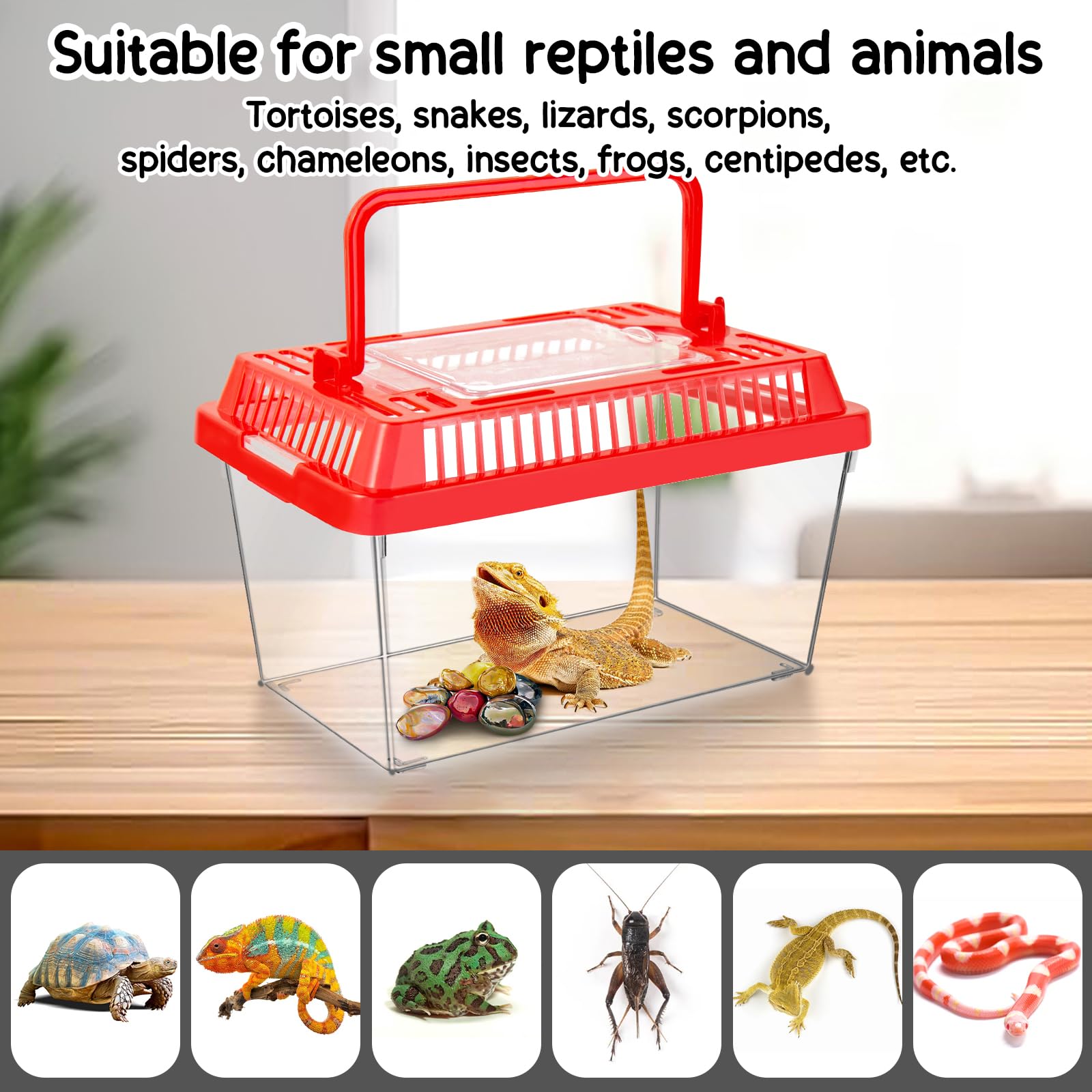 ONLYFU compact 8.7x5.5x5.9 inches reptile box for small pets