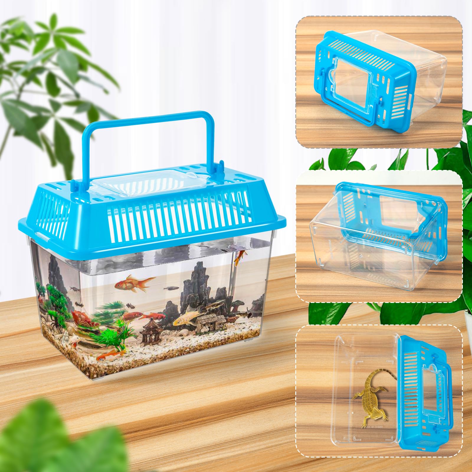 ONLYFU reptile container with top feeding door for convenient feeding.