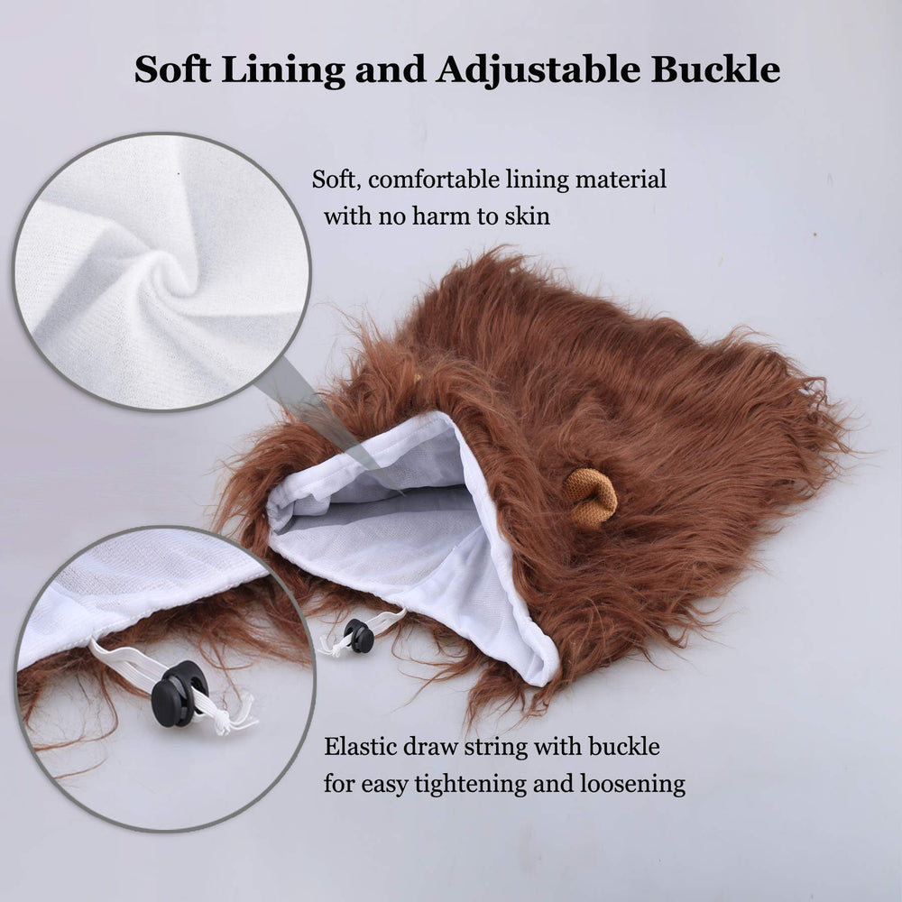 Onmygogo lion mane dog costume easy-strap design shown on dog wear.