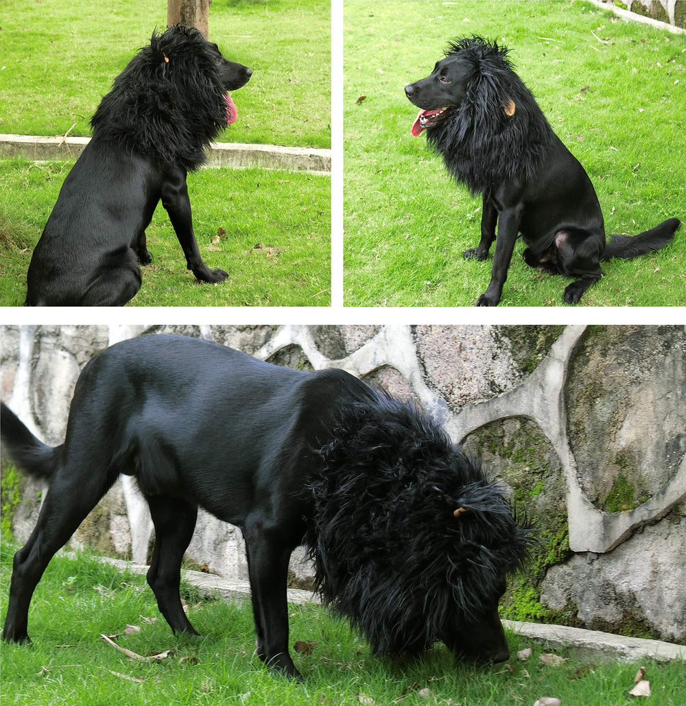 Onmygogo lion-mane-wig-black-strap - easy fit for medium to large dogs during photos or events.