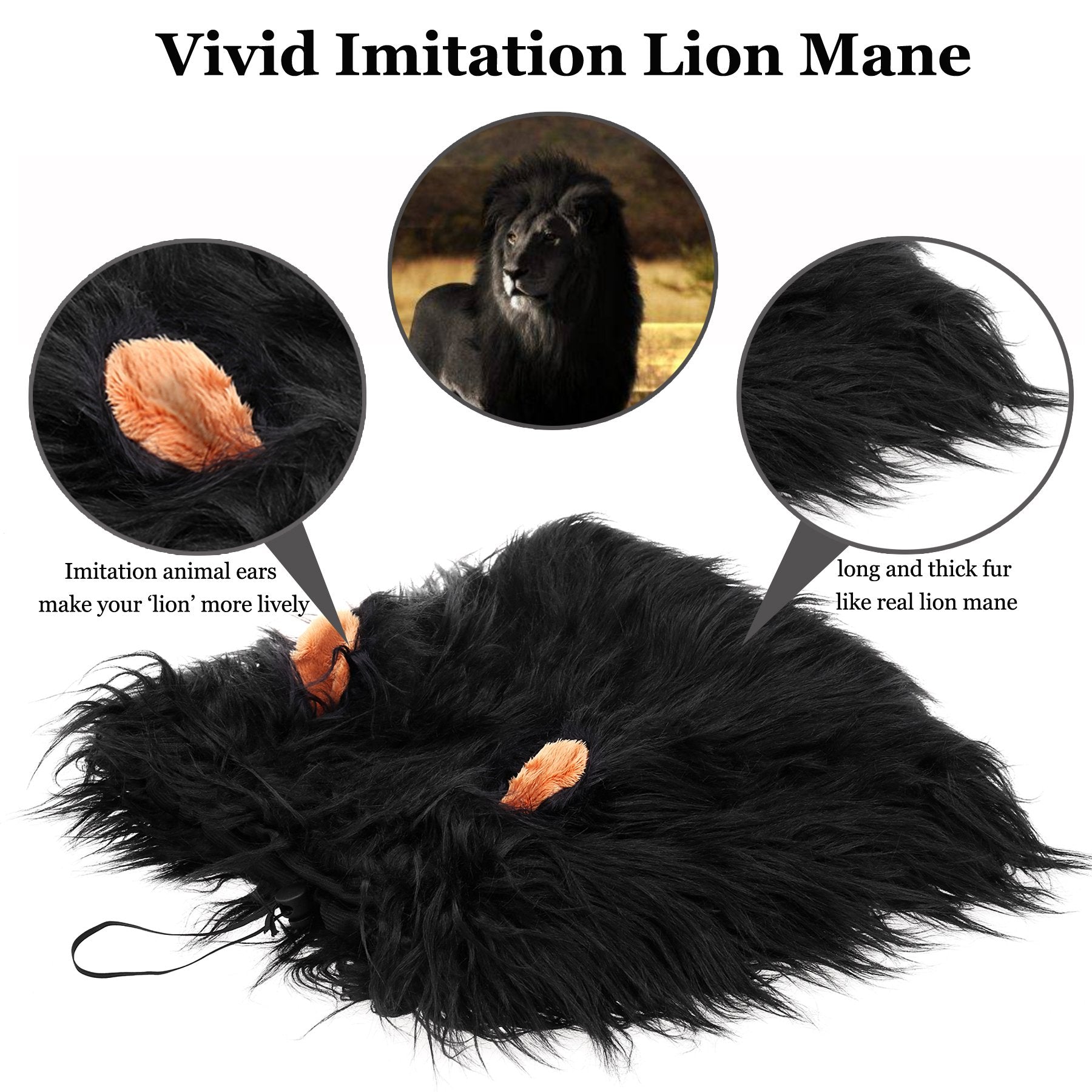 Onmygogo lion-mane-wig-features-closeup - soft plush texture for comfortable, durable wear.