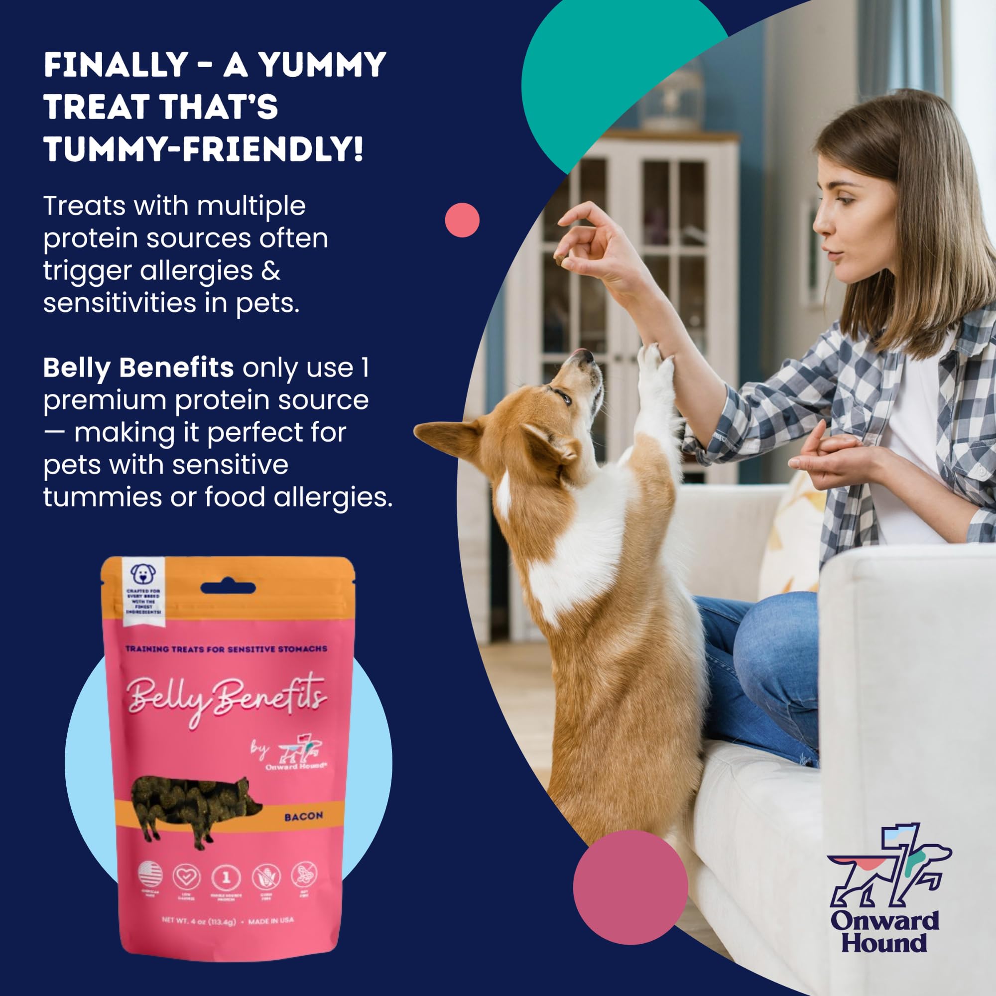 Onward Hound training treats prebiotic-fiber image showing digestive-support benefits