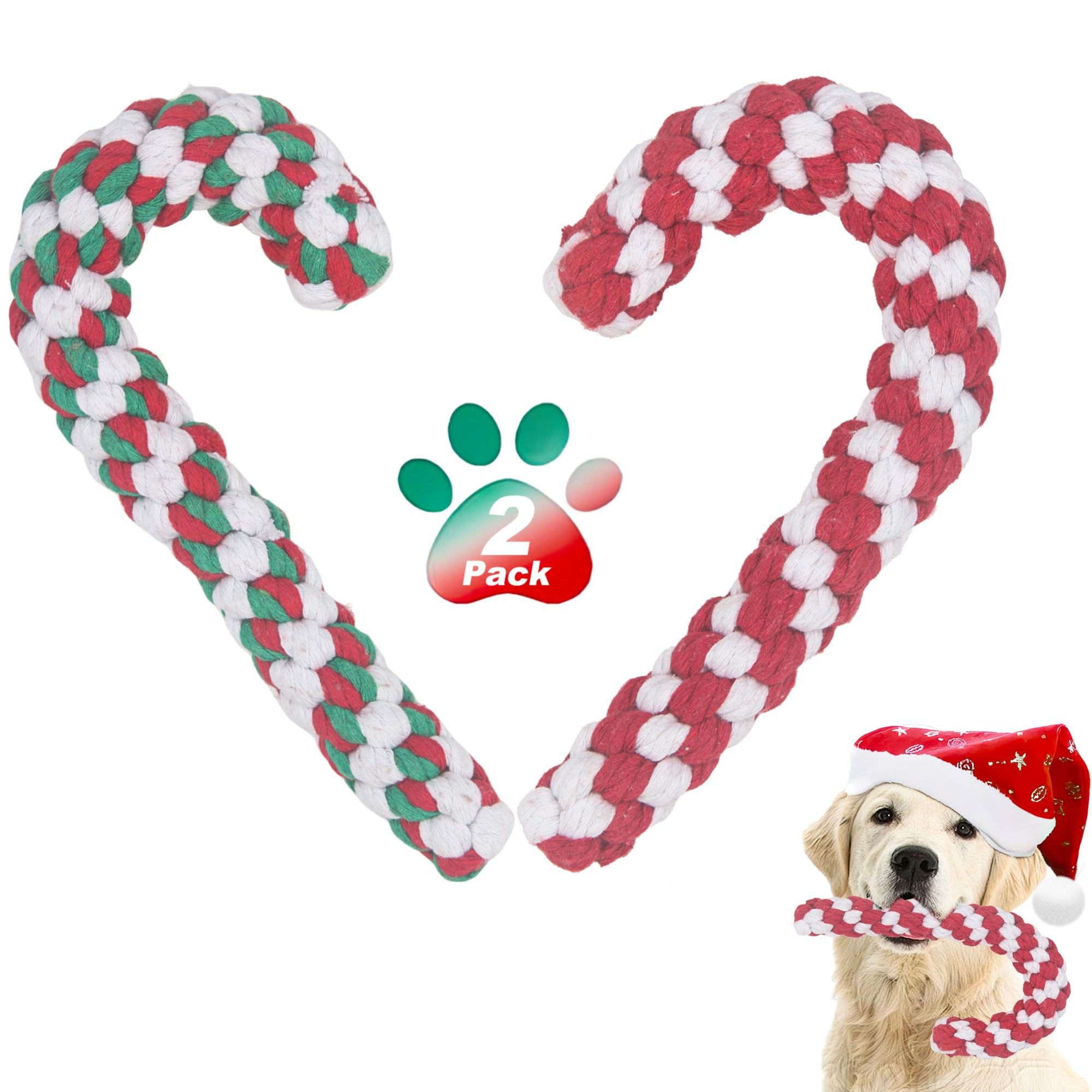 Onwoli Christmas Candy Cane Rope Toy pack shot for festive play and bonding.
