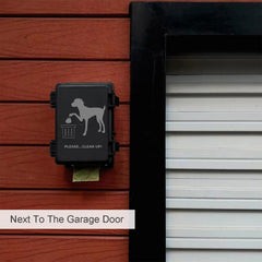 Onybte wall-mounted dog poop dispenser on a post highlights easy outdoor waste management.