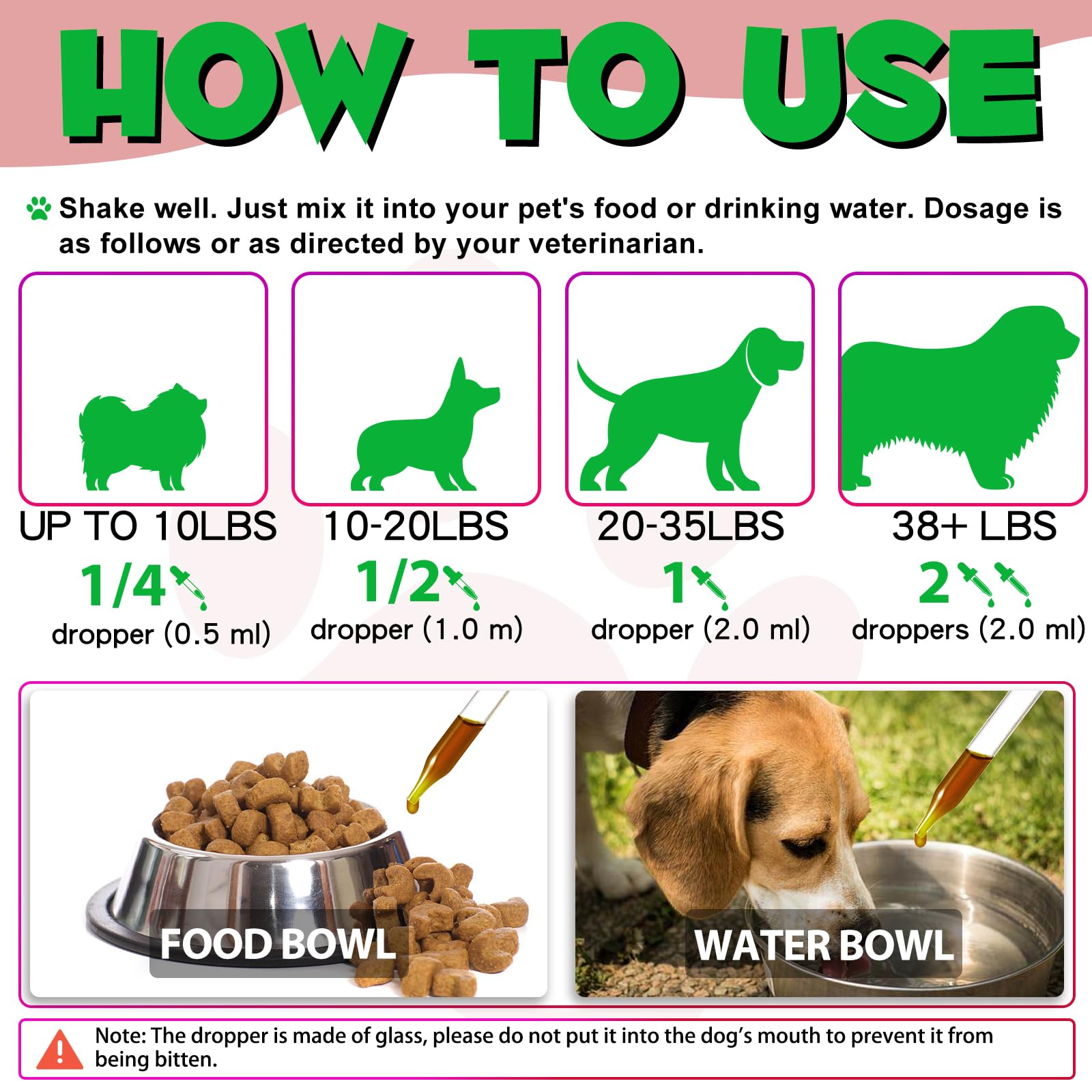 Onznoz UTI drops in use, easy to add to dog food for regular support.