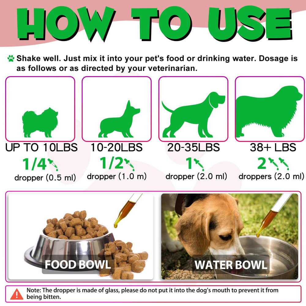 Onznoz UTI drops in use, easy to add to dog food for regular support.