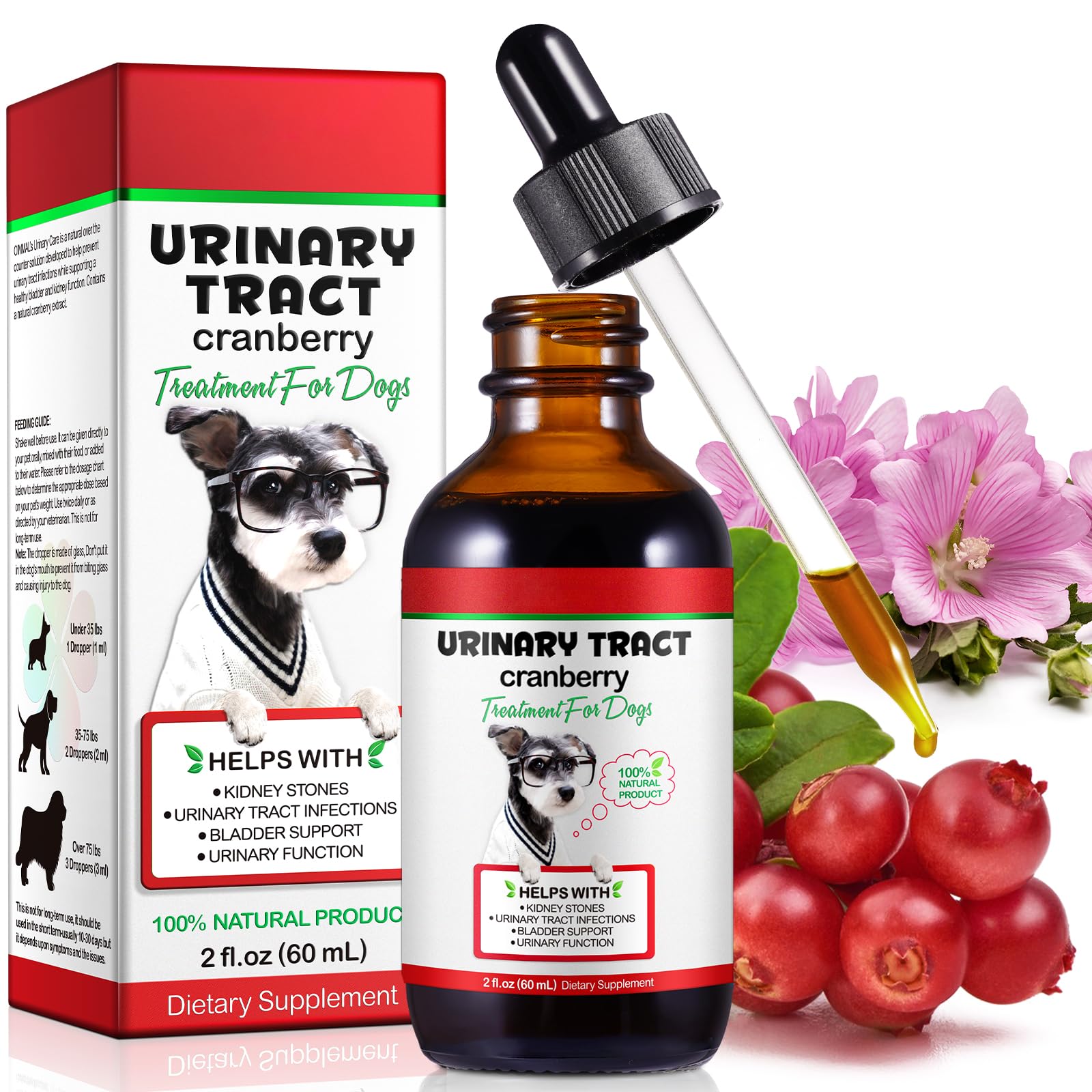 Onznoz Dog UTI treatment bottle supports urinary comfort and kidney health at home.