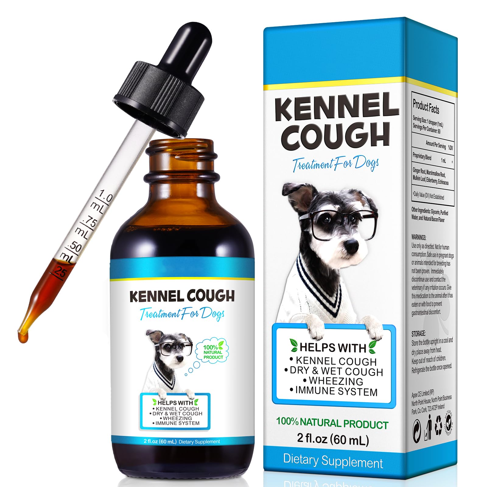 Onznoz Kennel Cough liquid bottle for natural dog cough relief