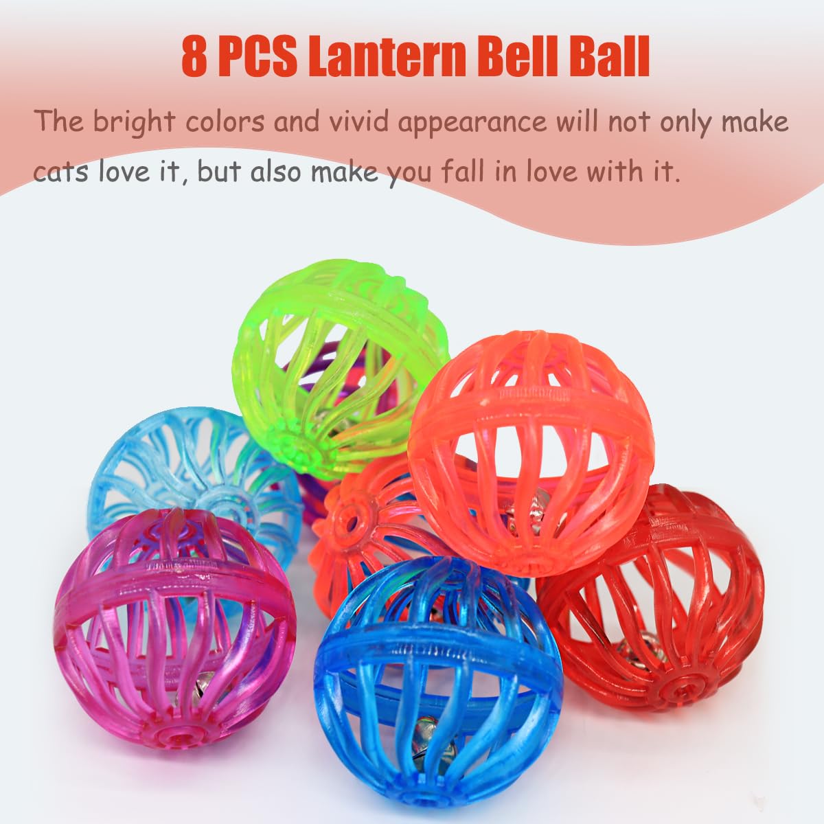 OODOSI Cat Jingle Balls colorful pack boosts visual attraction to invite chasing.