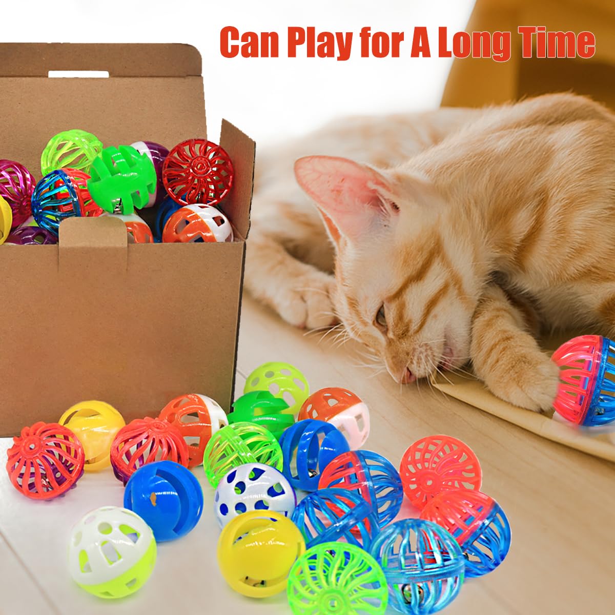 OODOSI Cat Jingle Balls safety reminder for safe interaction with small parts.