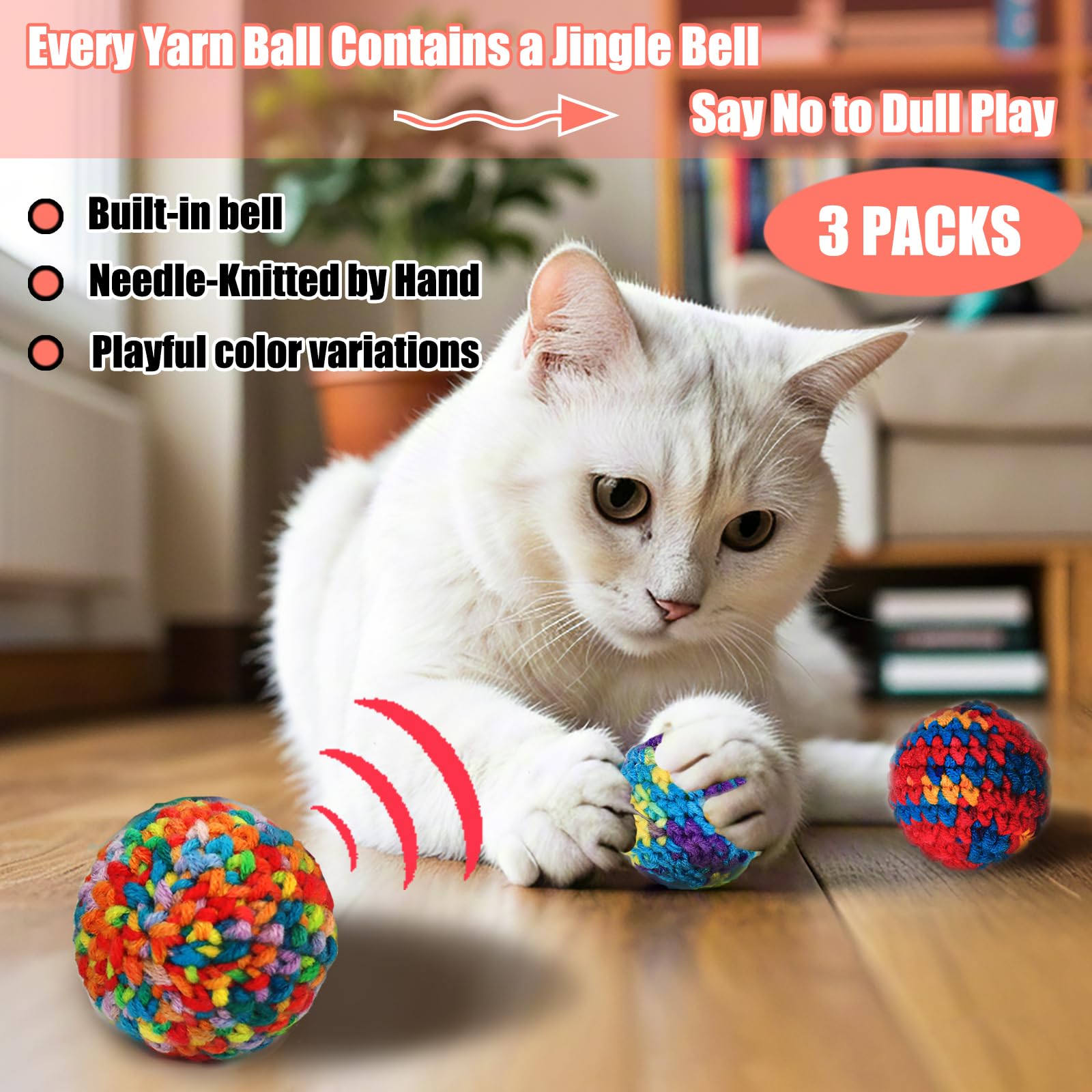 OODOSI knitted bell ball closeup showing tightly woven cotton yarn durability