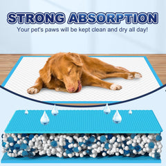 Oomicat Puppy Pads XL absorbent core shown turning liquid to gel.