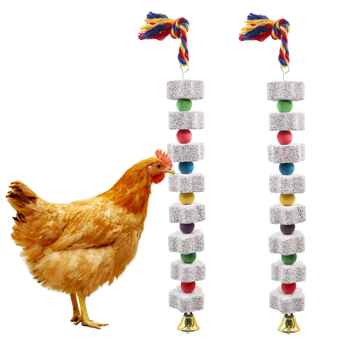 Oooct chicken chewing toy star design encourages active beak grinding and playful pecking